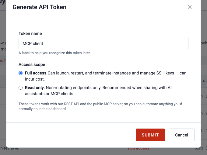 Generate API token