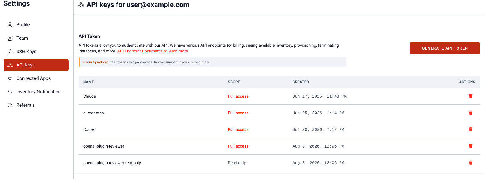 API Settings