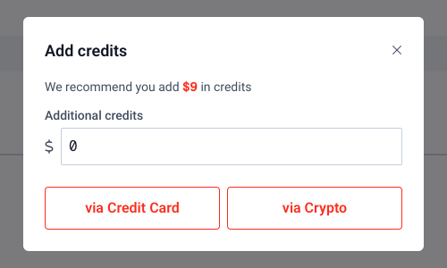 Add credits via crypto