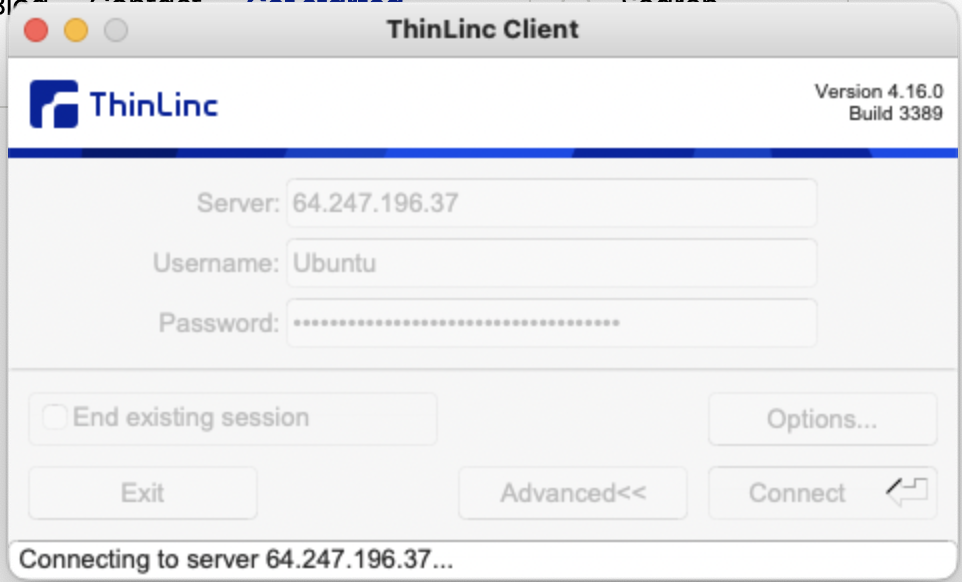 ThinLinc client connect