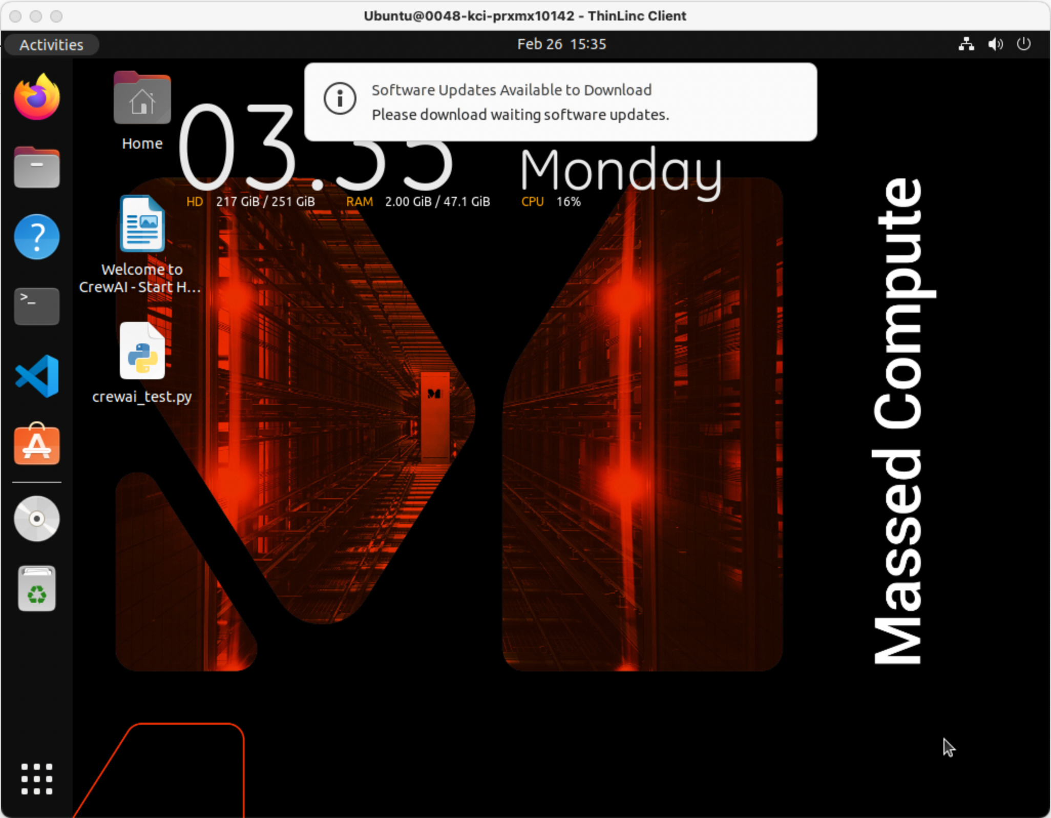 VM desktop